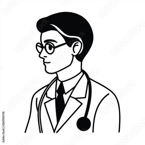 Doctor silhouette collection. Medical officer silhouette vector illustration isolated on a white background.