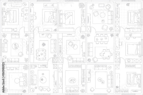 Detailed floor plan of a multi-room residential layout