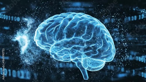 Blue Digital Human Brain Neural Scan
