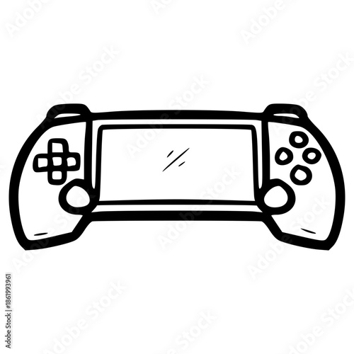 doodle handheld game console illustration hand drawn outline vector