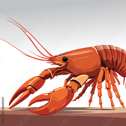 Fresh raw crayfish and red lobster with lemon are gourmet seafood crustaceans isolated on a white background, featuring sharp claws and long antennae as premium shellfish