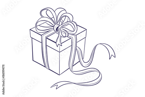 Gift box with a ribbon and bow Vector