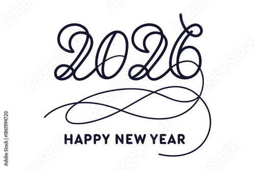 Elegant calligraphy of the year 2026 and happy new year Vector