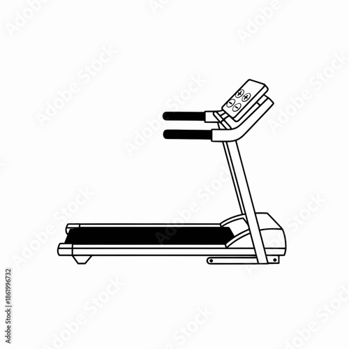 Side view of modern electric treadmill for home gym