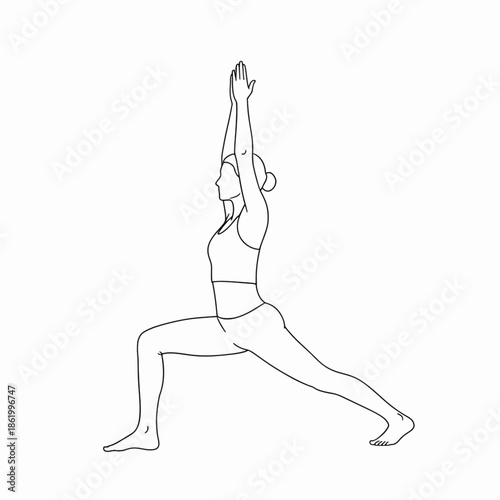 Female silhouette practicing yoga crescent lunge for hip flexibility