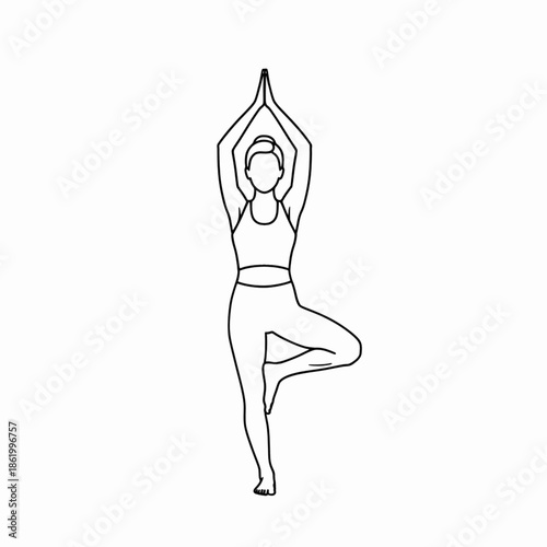 Woman practicing yoga tree pose for balance and meditation