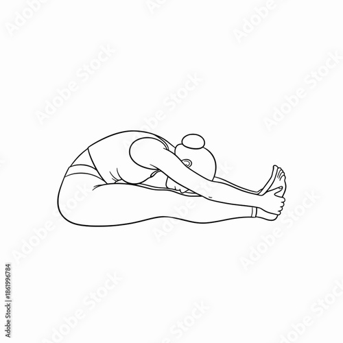 Illustration of female in seated forward fold yoga position
