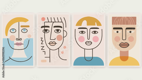 Vibrant abstract portraits with colorful artistic faces