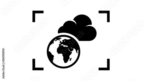 Global cloud computing network icon
