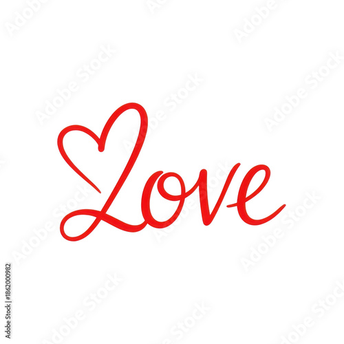 Elegant love script isolated on transparent background