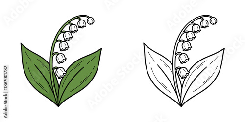 シンプルなスズランのアイコンイラスト