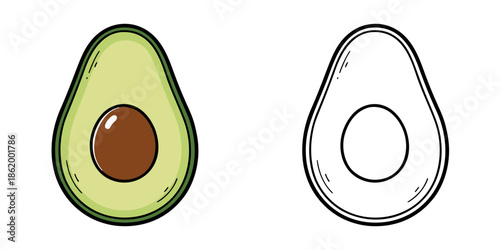 シンプルなアボカドのアイコンイラスト