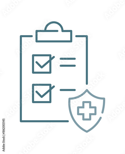 Medical insurance checkup. Health plan policy. Pixel perfect, editable stroke line icon.