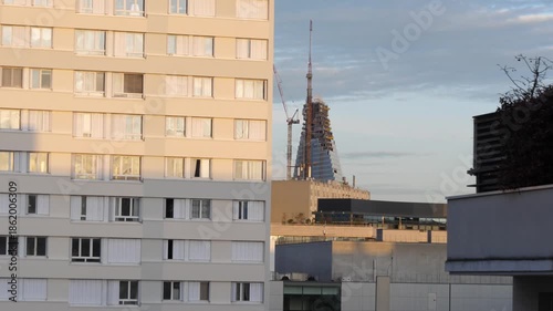 A view of the Triangle tower and some buildings from a balcony. Issy-les-Moulineaux, France, December 18, 2025. 