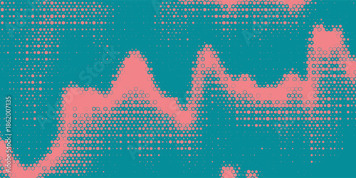 An eye-catching abstract background featuring a dynamic explosion or starburst effect created with halftone dot patterns. Bold pink shapes radiate from the center