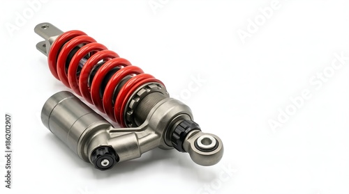 Close-up of motorcycle shock absorber components