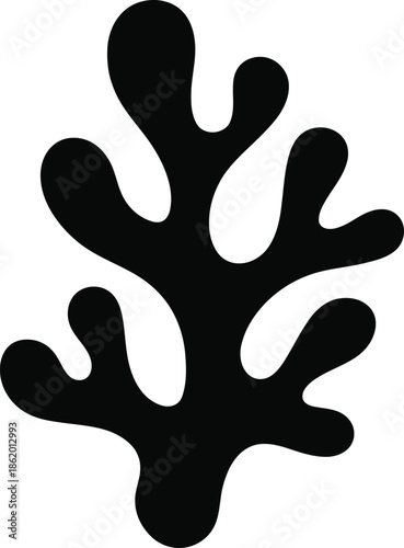 Black Silhouette Coral Vector Graphic Illustration Perfect for Marine Life and Underwater Designs