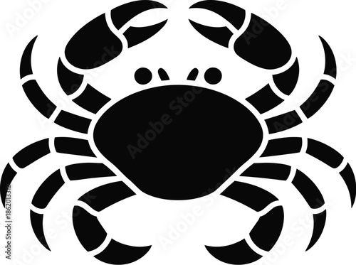 Black Silhouette Crab Vector Graphic Icon - Crustacean Sea Creature Symbol for Design Projects and Marine Life Themes