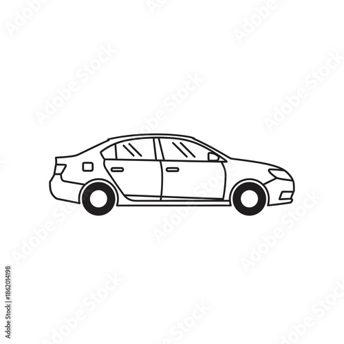 Sleek modern car in profile view with clean lines