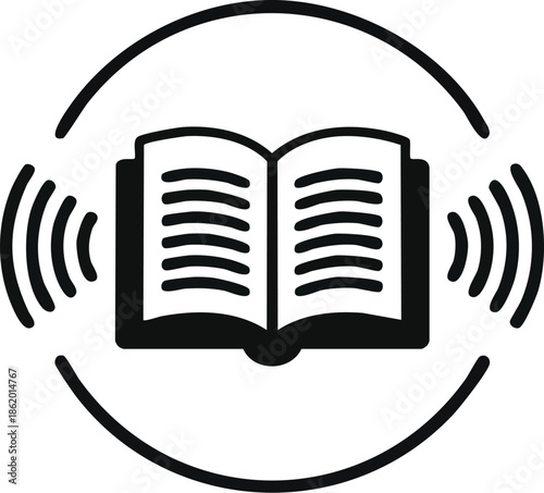 Open Book Icon With Sound Waves