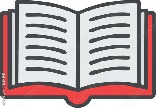 Open Book Icon with Red Cover