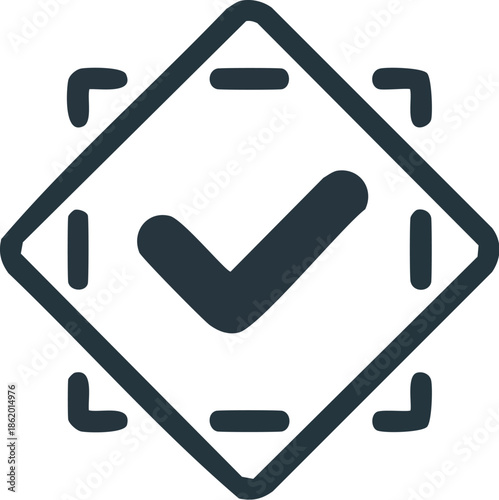 Checkmark Inside Diamond Frame Icon