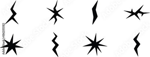 Crack Icons Set Featuring Various Types Of Cracks And Fractures Imperfections Splits And Ruptures For Damaged Surfaces Broken Materials And Conceptual Designs