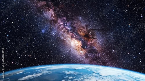 Milky Way Horizon View of Earth from Space
