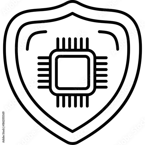 Security Chip Outline Icon