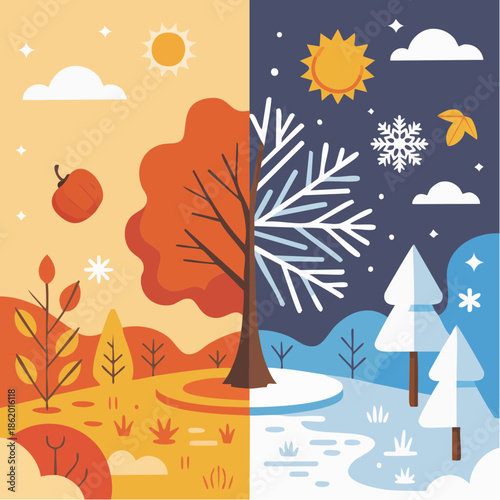 Seasonal weather changes split in half