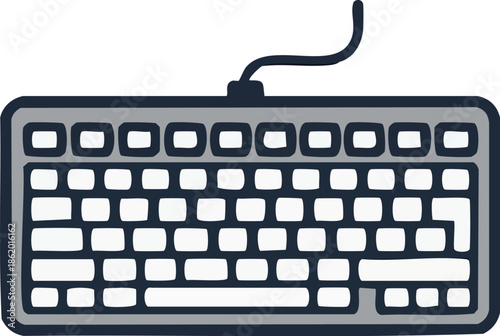 Gray Computer Keyboard with Cable