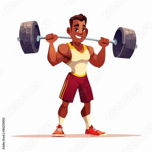 Man lifting weights - barbell clean and jerk