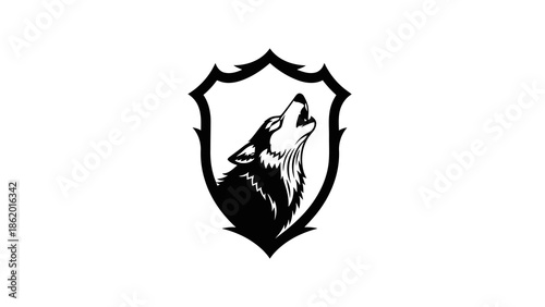 Howling wolf emblem on shield