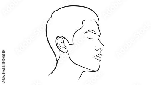 Minimalist line art drawing of a man s profile with closed eyes