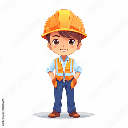 Construction worker caricature isolated on white vector