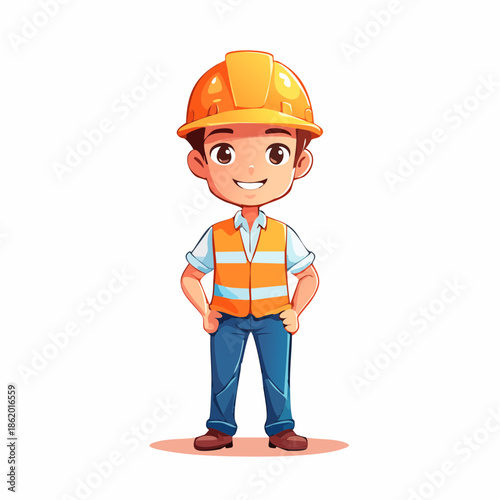 Construction worker caricature isolated on white vector