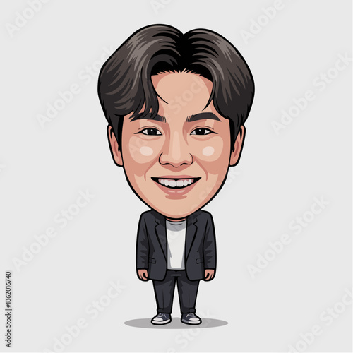 k-pop singer caricature isolated on white vector