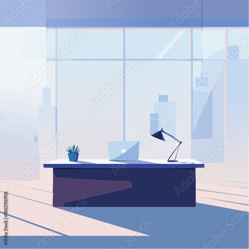 Business agency office interior with desk