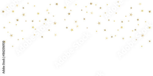 Falling gold stars glitter overlay on transparent background, luxury golden sparkle confetti celebration effect, festive holiday decor