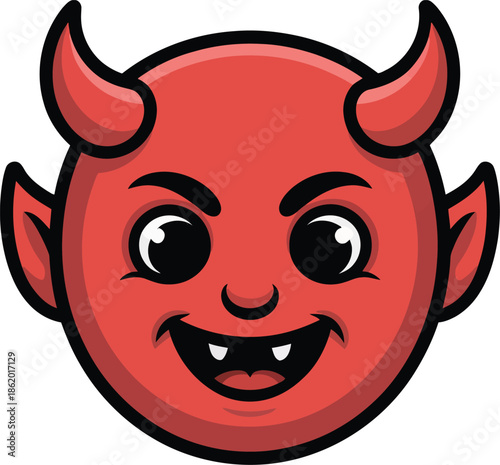 Cute Cartoon Red Devil Emoji Vector Graphic Illustration for Halloween Designs and Playful Digital Content