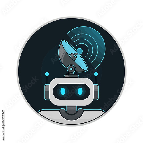 Robot Communicating via Satellite Transmission in a Technological Environment