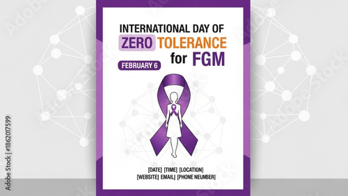 Purple Ribbon Symbolizing Zero Tolerance for FGM on International Day
