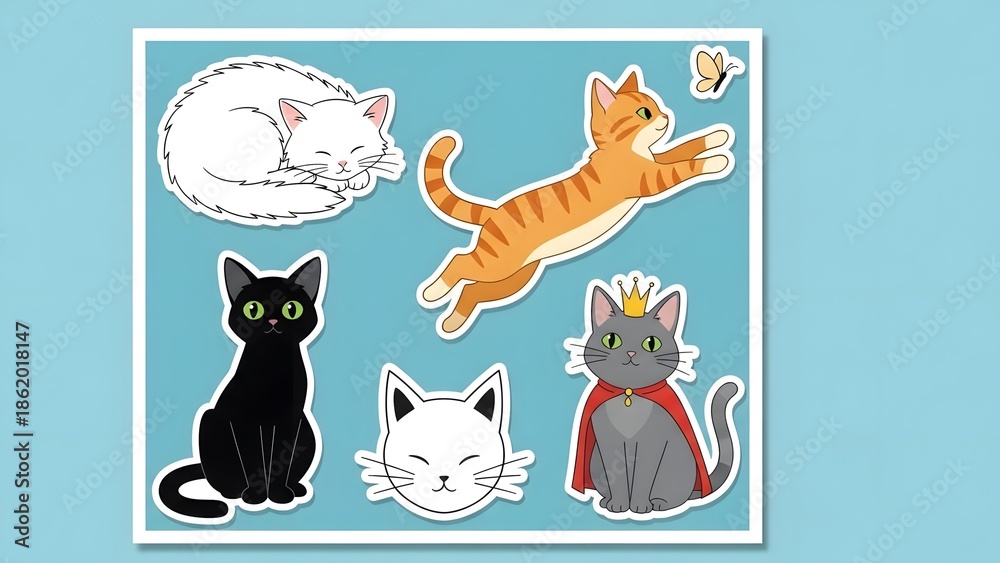 Obraz premium Whimsical Cartoon Cat Collection
