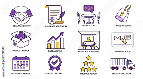 Business icons for logistics and negotiation processes