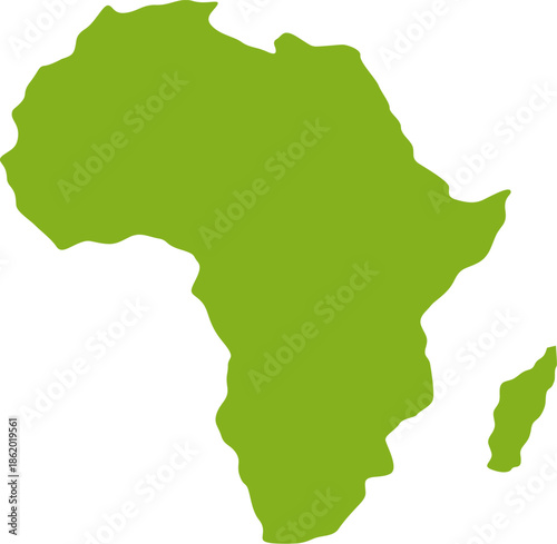 Green Silhouette Map of the African Continent.