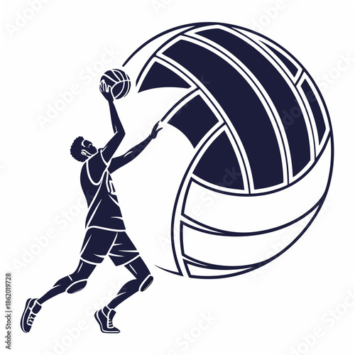 Athlete spiking volleyball