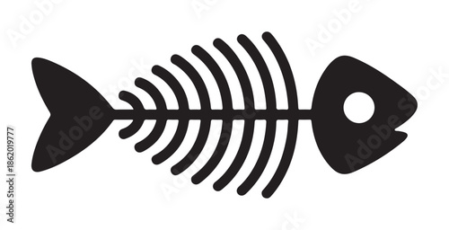 detailed fish skeleton illustration against a clean white background