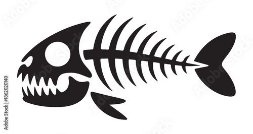 Aggressive fish skeleton icon featuring sharp teeth and pronounced dorsal fin representing predatory animal remains