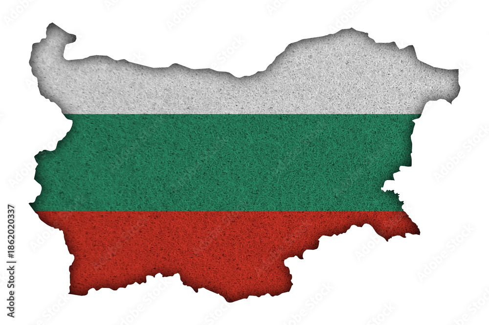 Fototapeta premium Karte und Fahne von Bulgarien auf Filz
