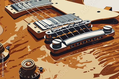 Close-Up of a Guitar Being Played isolated illustration
